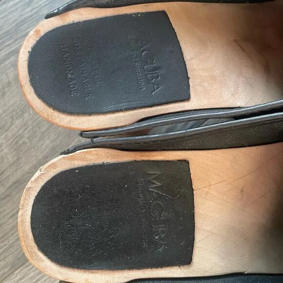 Maguba Women’s Size 36 Stockholm Black Leather Heeled Clog Shoes - Picture 5 of 7